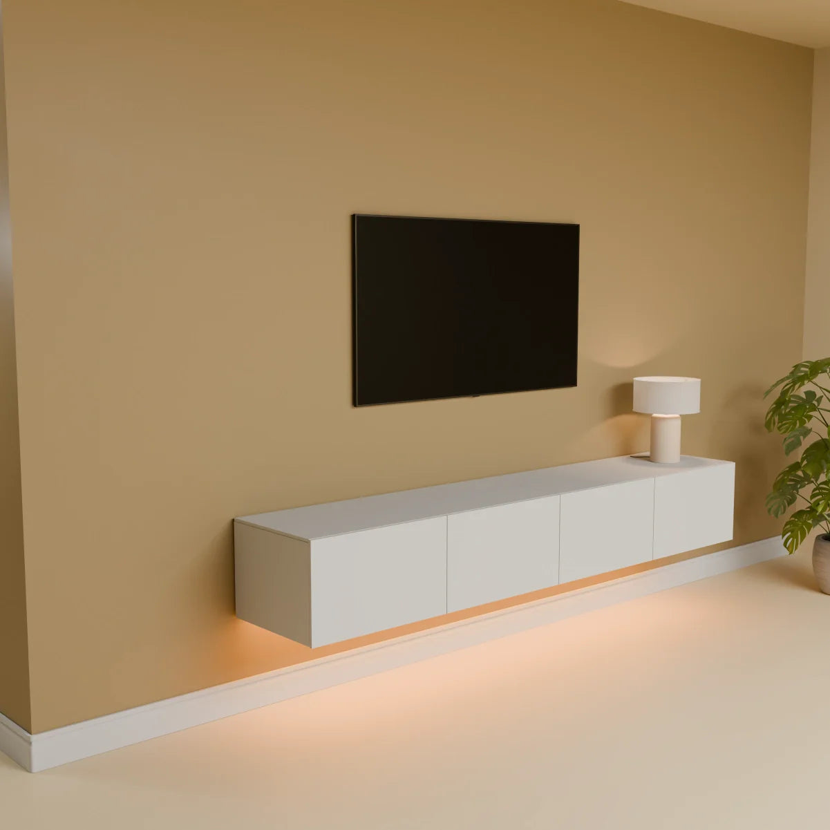 Mora TV Meubel Zwevend & Staand 200 cm Wit