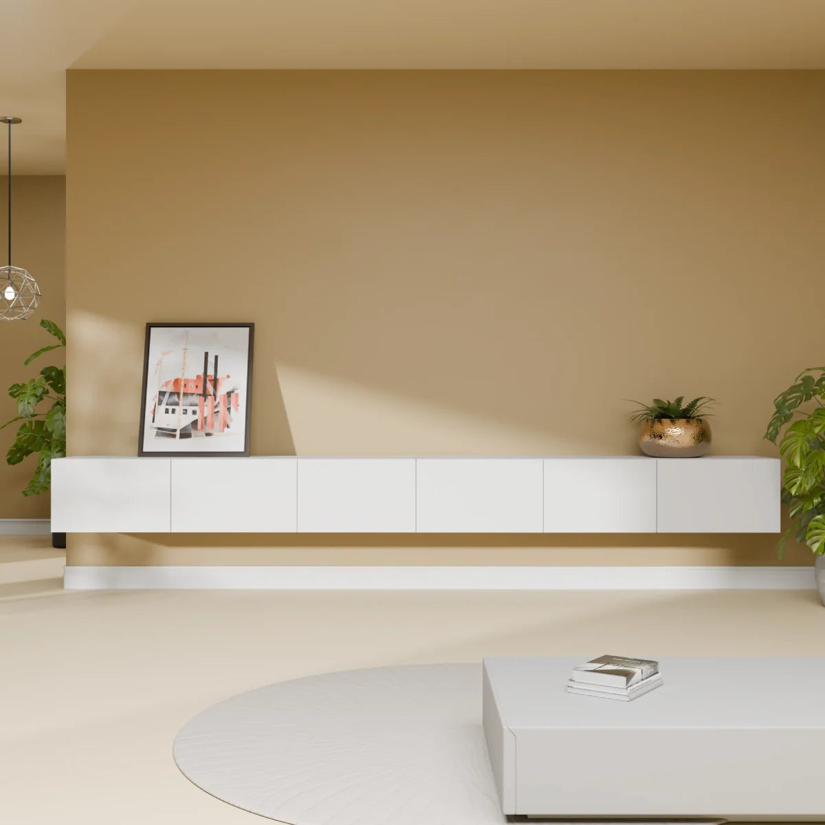 Mora TV Meubel Zwevend & Staand 300 cm Wit