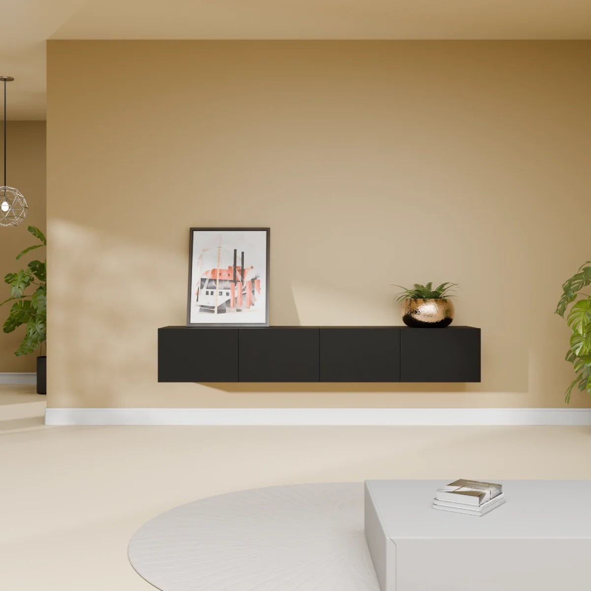 Mora TV Meubel Zwevend & Staand 180 cm Zwart