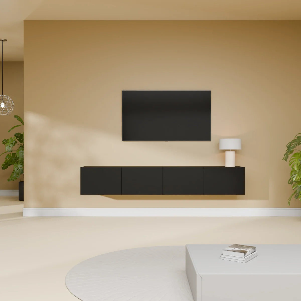 Mora TV Meubel Zwevend & Staand 180 cm Zwart