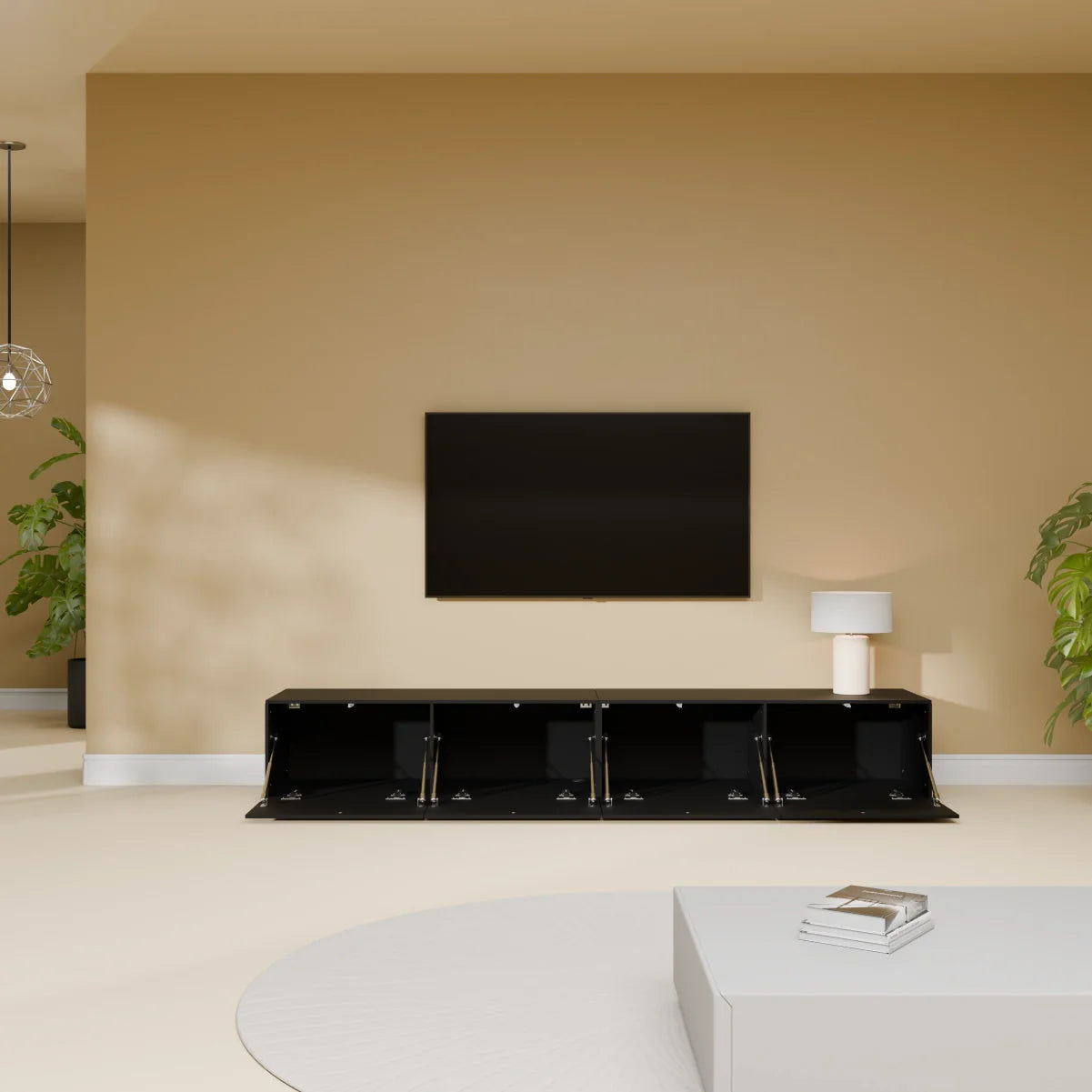 Mora TV Meubel Zwevend & Staand 200 cm Zwart