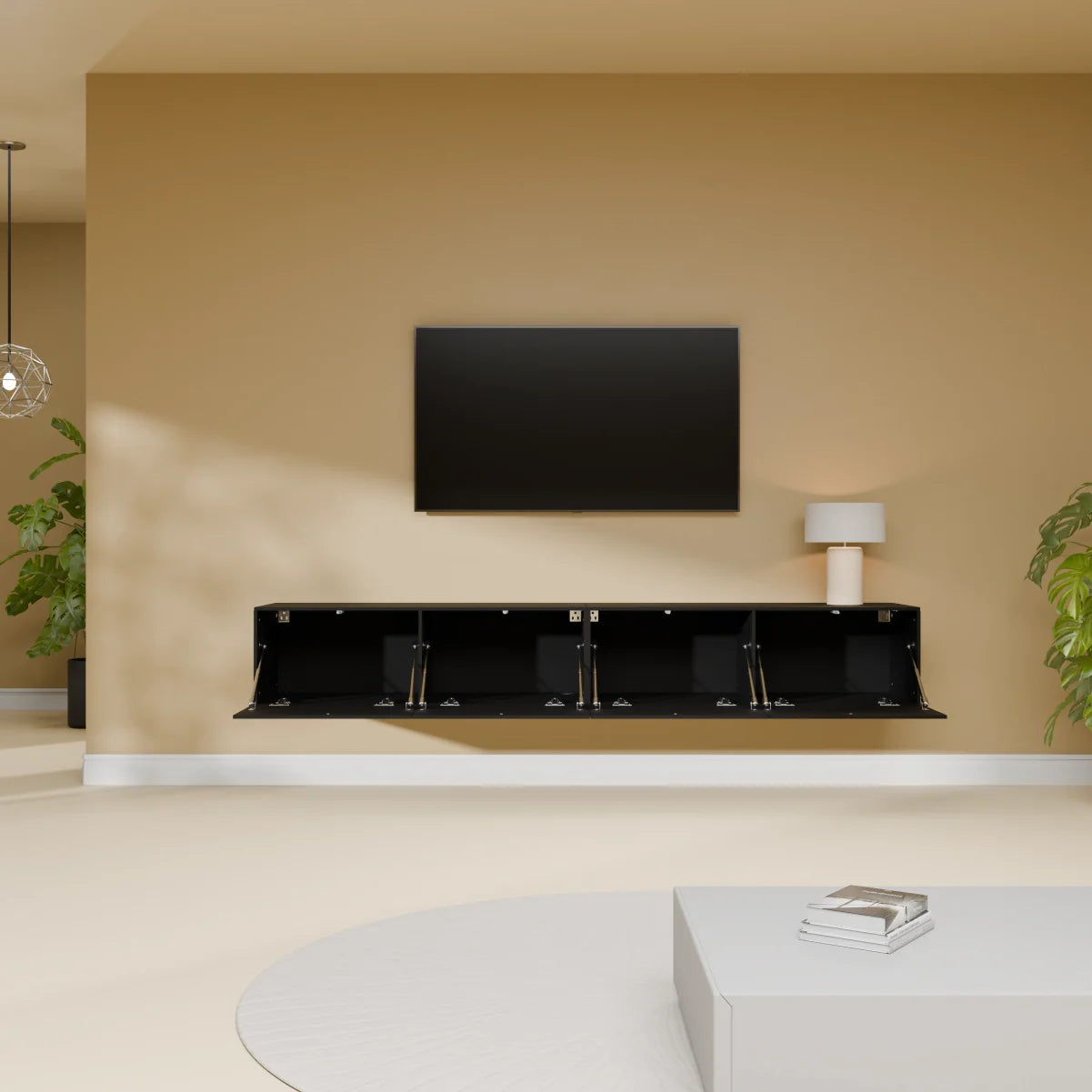 Mora TV Meubel Zwevend & Staand 200 cm Zwart