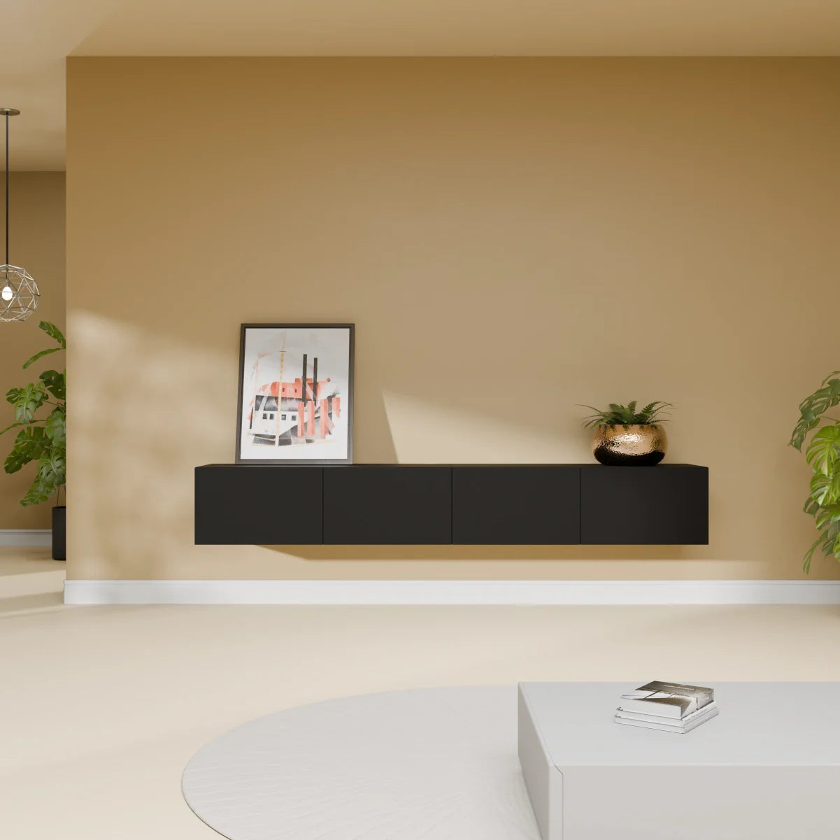 Mora TV Meubel Zwevend & Staand 200 cm Zwart