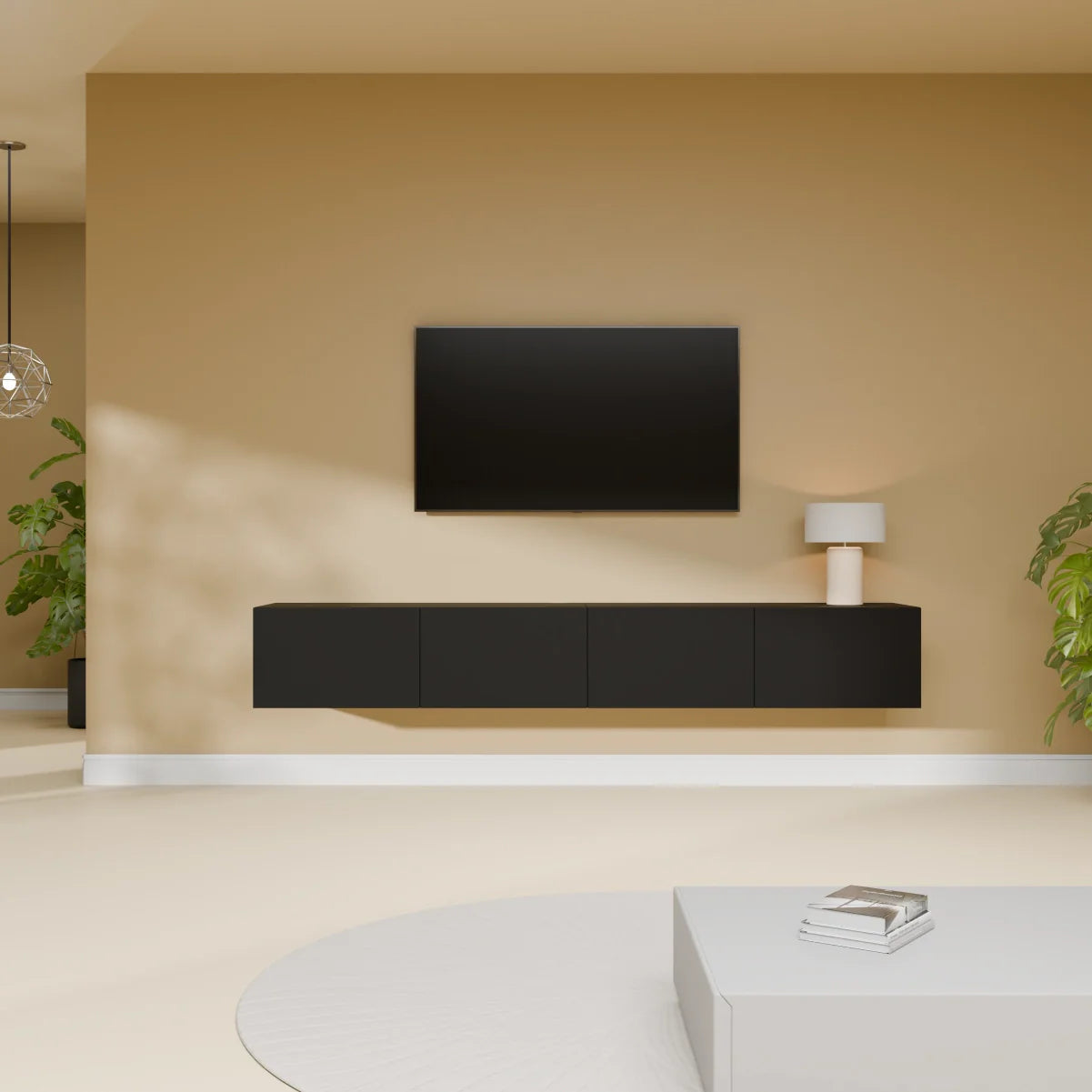 Mora TV Meubel Zwevend & Staand 200 cm Zwart
