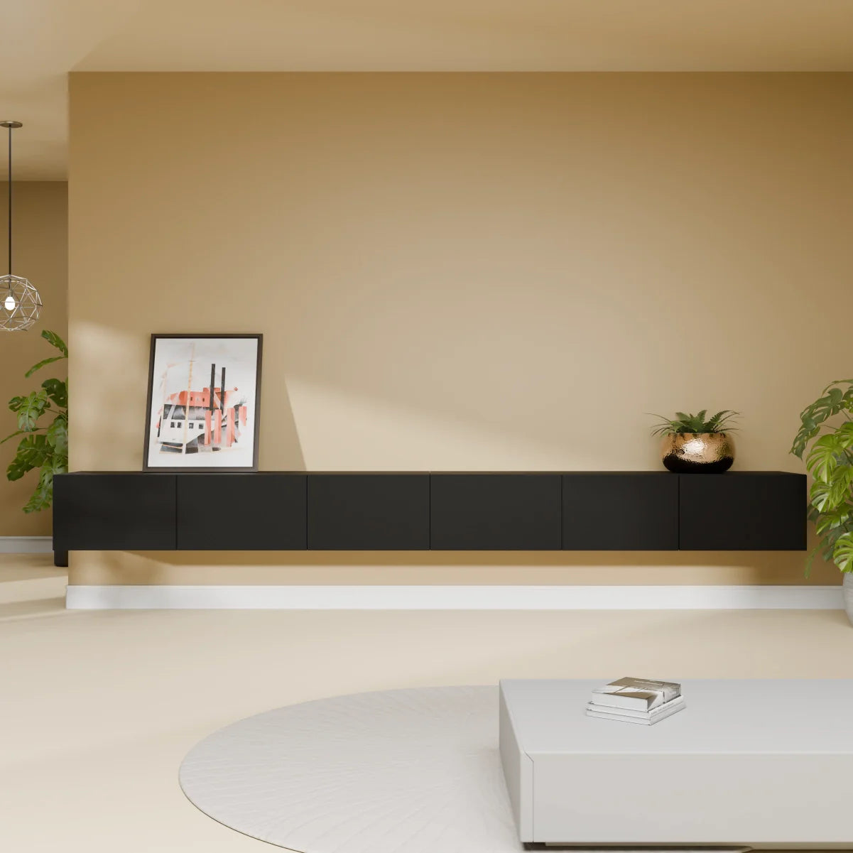 Mora TV Meubel Zwevend & Staand 300 cm Zwart