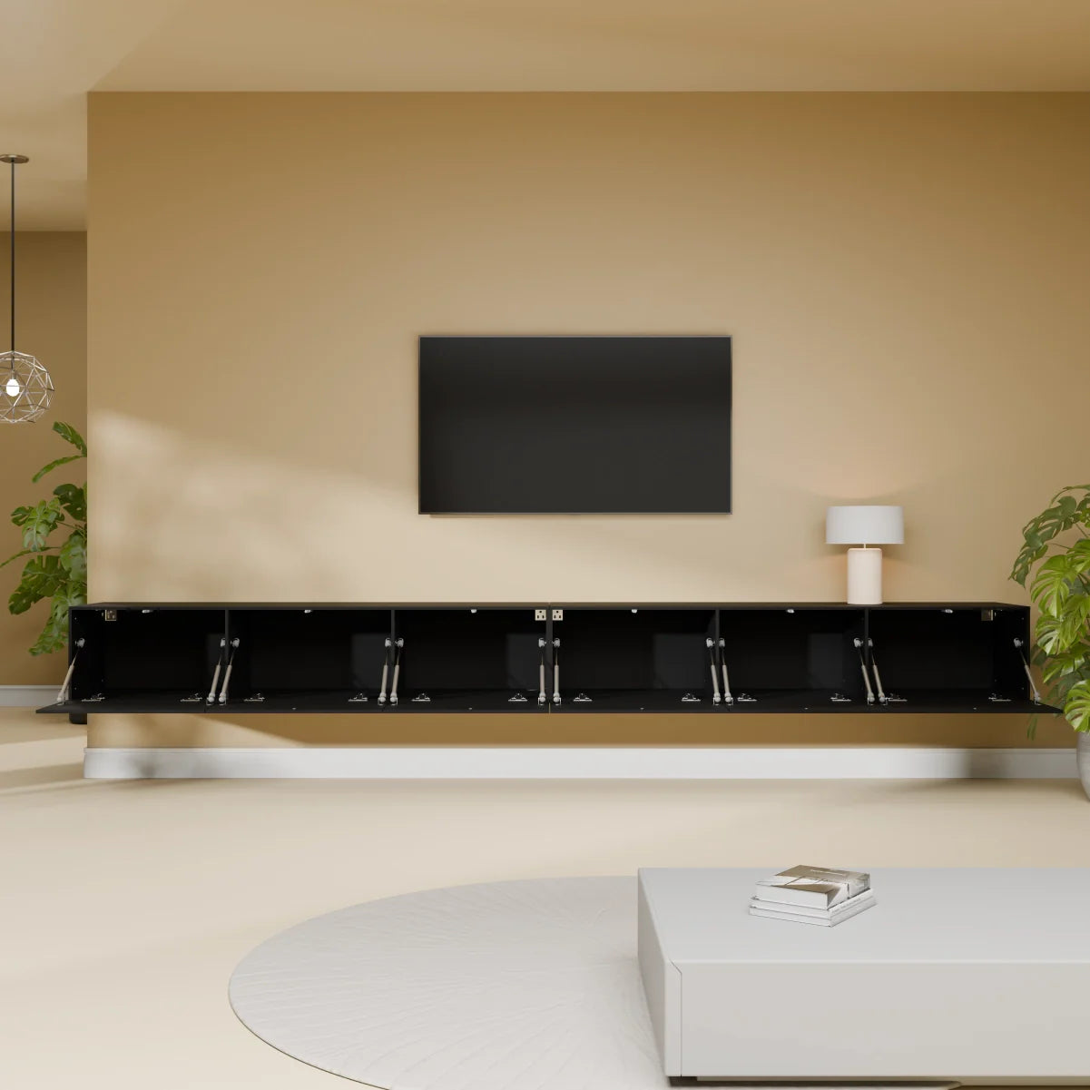 Mora TV Meubel Zwevend & Staand 300 cm Zwart