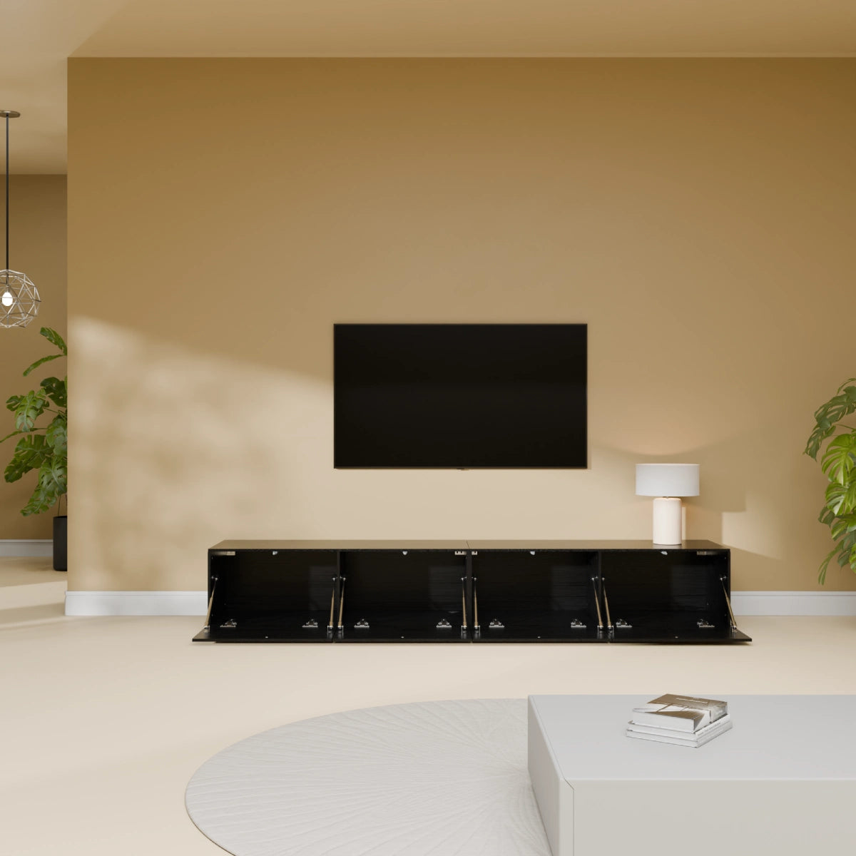 Mora TV Meubel Zwevend & Staand 200 cm Zwart-Eiken