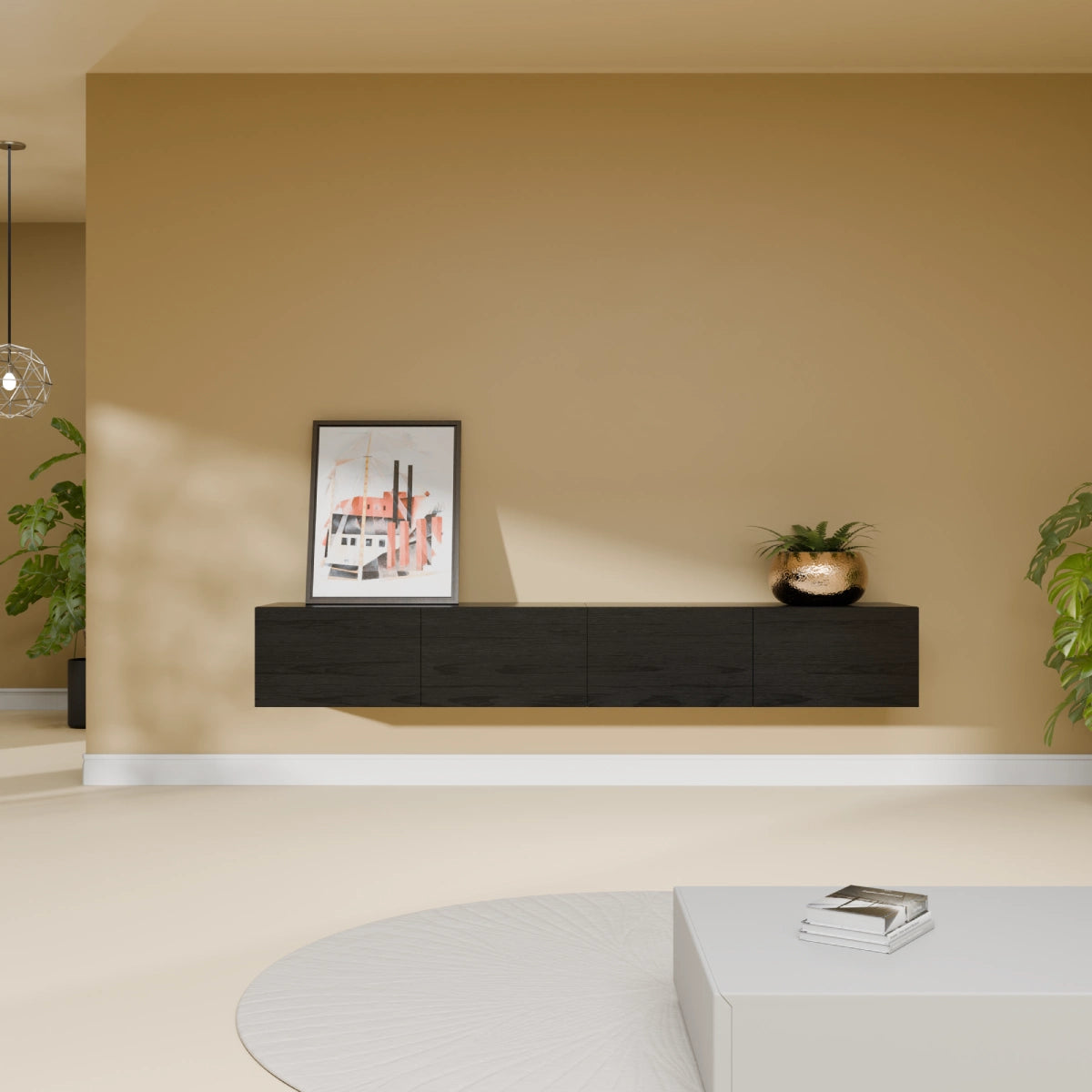 Mora TV Meubel Zwevend & Staand 200 cm Zwart-Eiken