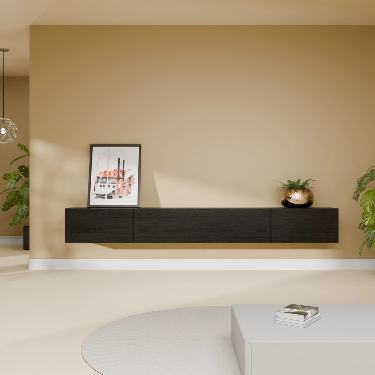 Mora TV Meubel Zwevend & Staand 240 cm Zwart-Eiken