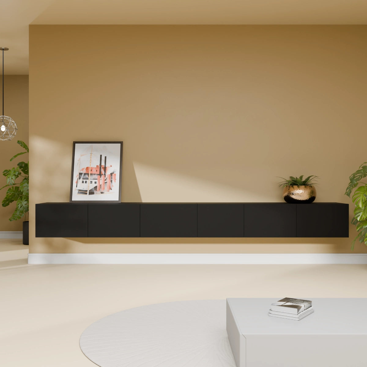 Mora TV Meubel Zwevend & Staand 280 cm Zwart